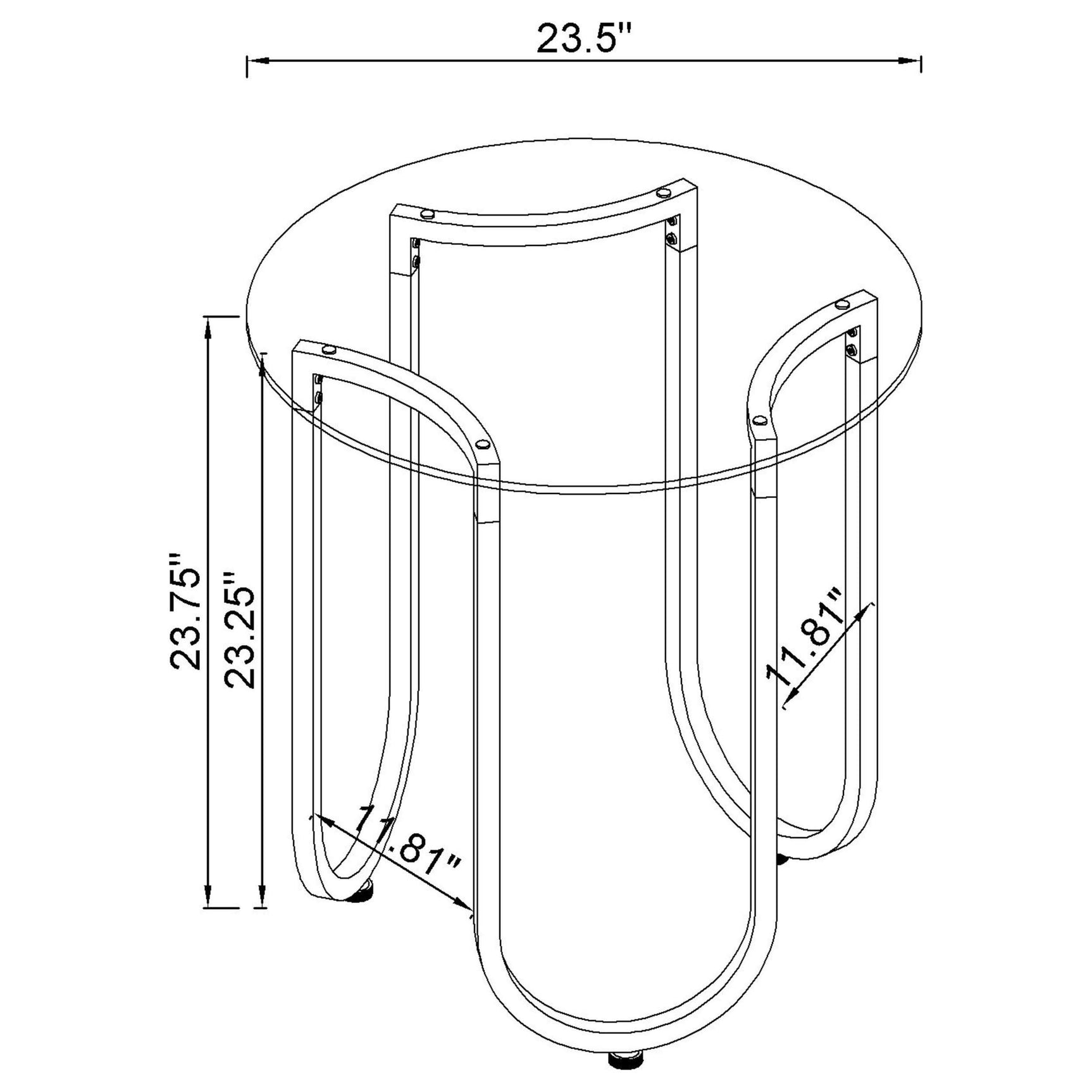 Beller side table displaying full round glass edge