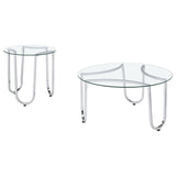 Beller 2-piece Round Tempered Glass Top Coffee Table Set Chrome