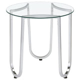 Beller 2-piece Round Tempered Glass Top Coffee Table Set Chrome