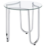 Beller 2-piece Round Tempered Glass Top Coffee Table Set Chrome