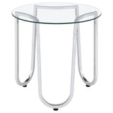 Beller 2-piece Round Tempered Glass Top Coffee Table Set Chrome