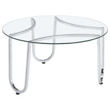 Beller 2-piece Round Tempered Glass Top Coffee Table Set Chrome