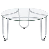 Beller 2-piece Round Tempered Glass Top Coffee Table Set Chrome