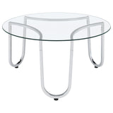 Beller 2-piece Round Tempered Glass Top Coffee Table Set Chrome