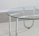 Beller 2-piece Round Tempered Glass Top Coffee Table Set Chrome