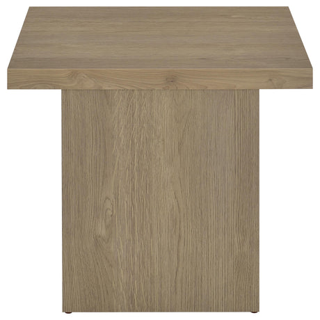 Close-up of textured melamine veneer on Devar end table