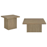 Devar coffee table square latte finish angled side view