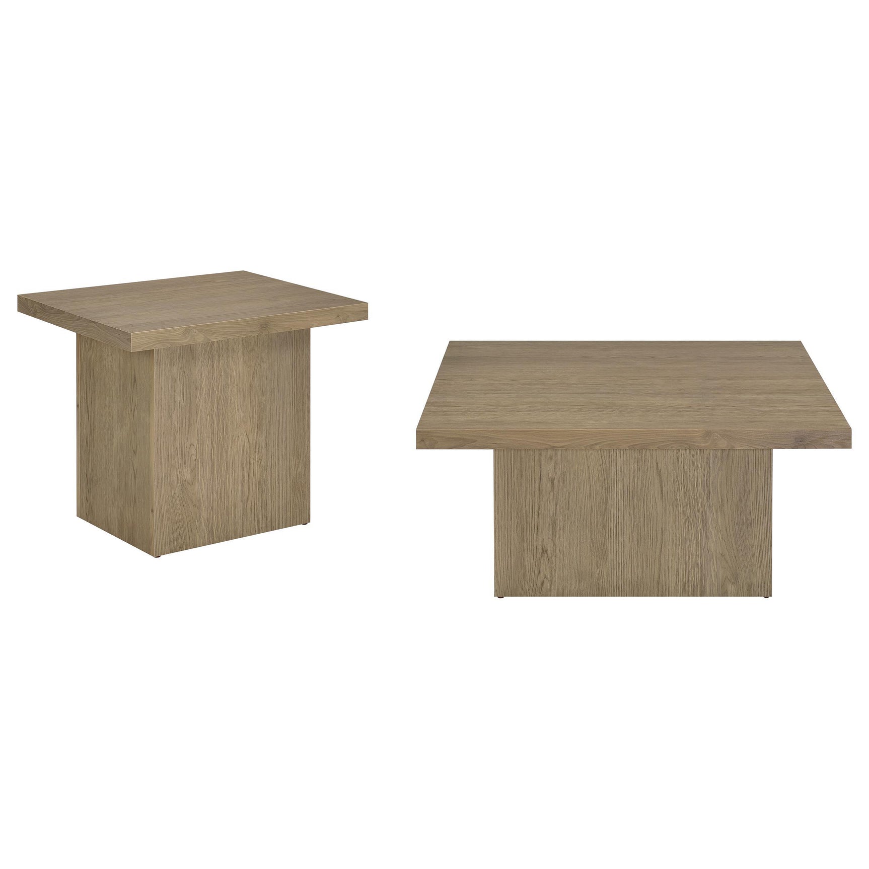 Devar coffee table square latte finish angled side view