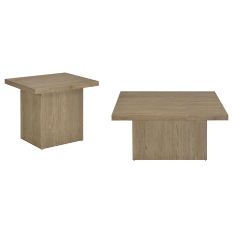 Devar coffee table square latte finish angled side view