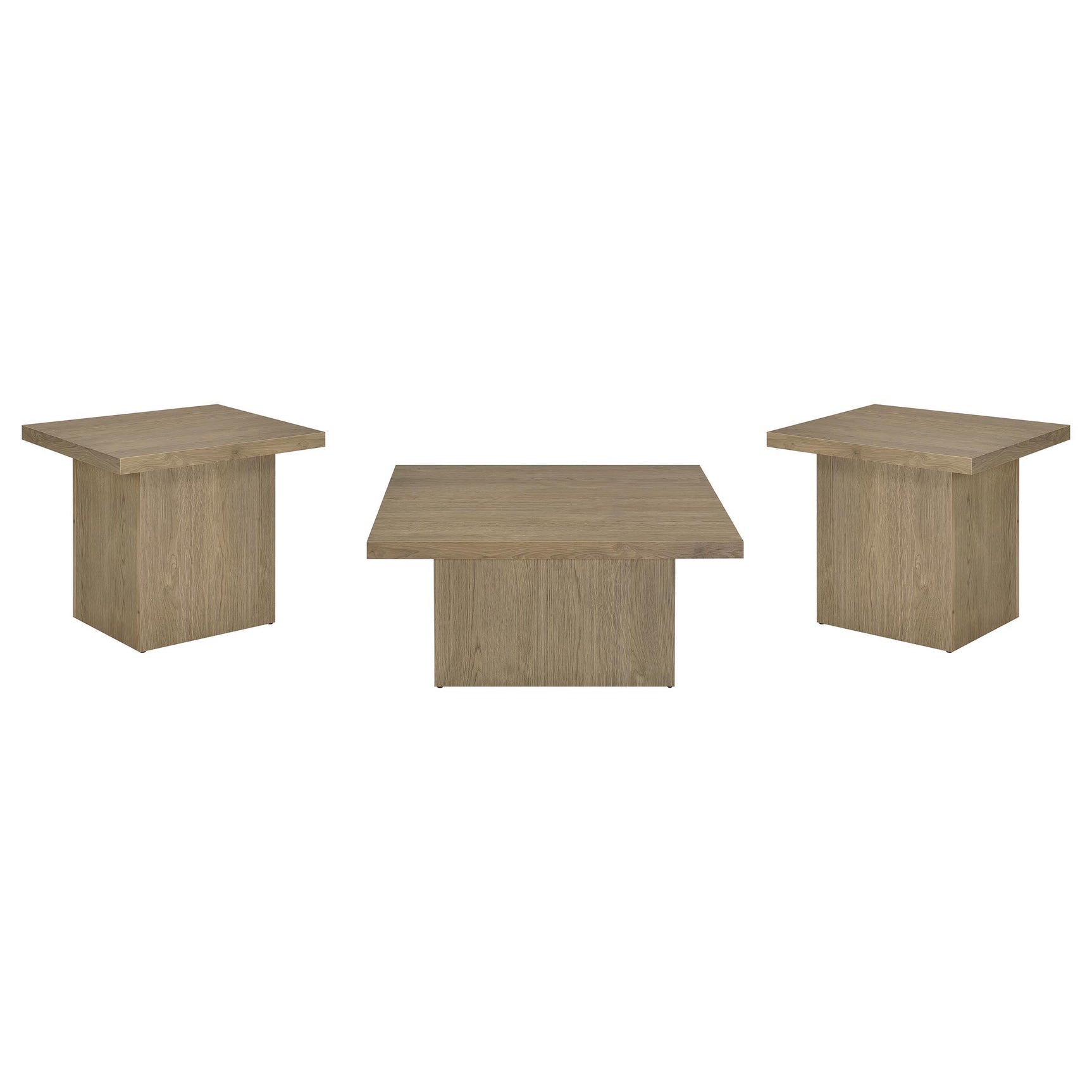 Devar 3-piece latte square coffee and end table set - side angle