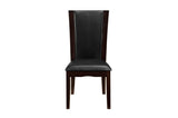 Side angle of Daisy espresso faux leather dining chair