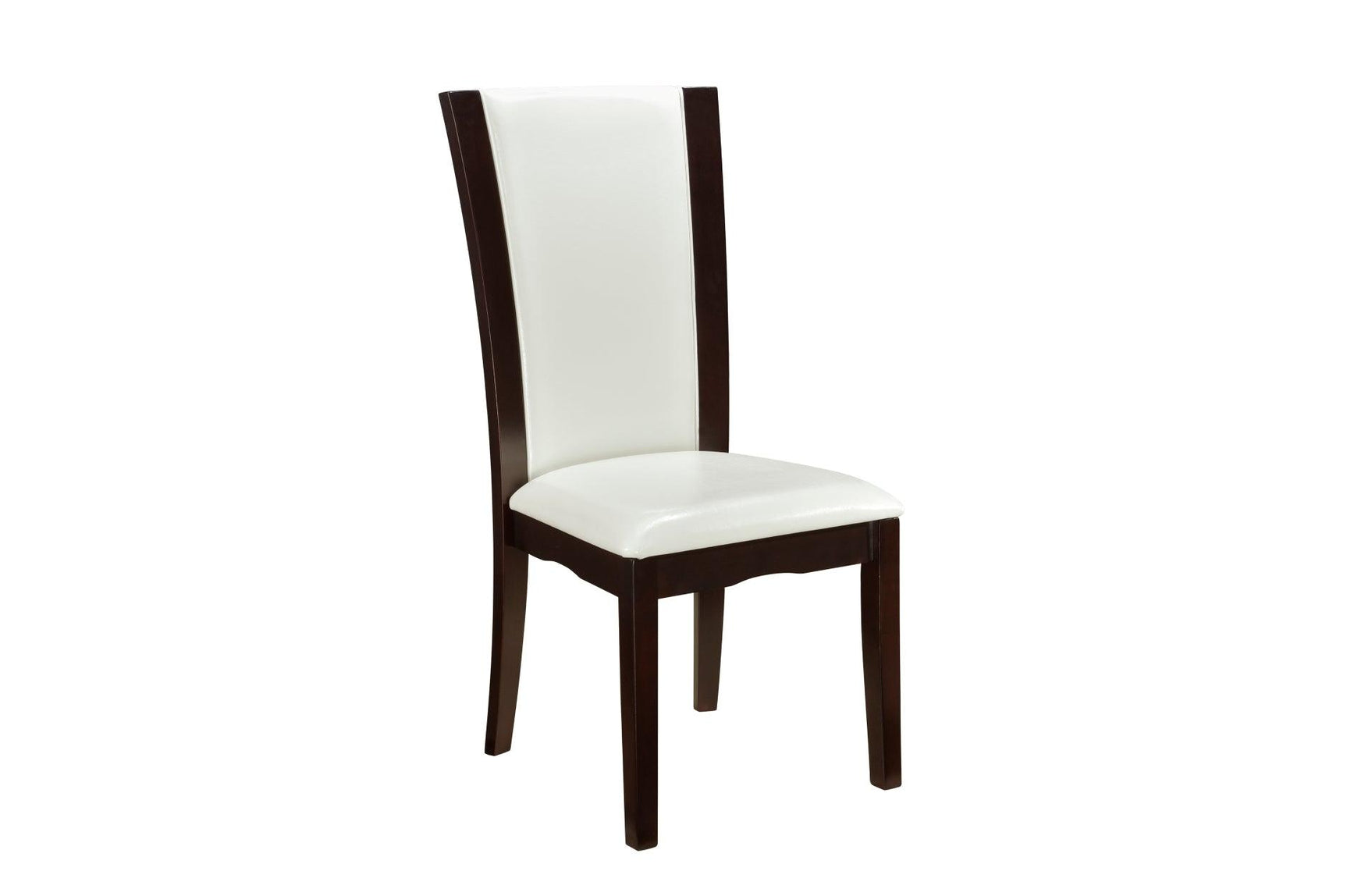 Side view of full Daisy Espresso dining set with 6 chairs
