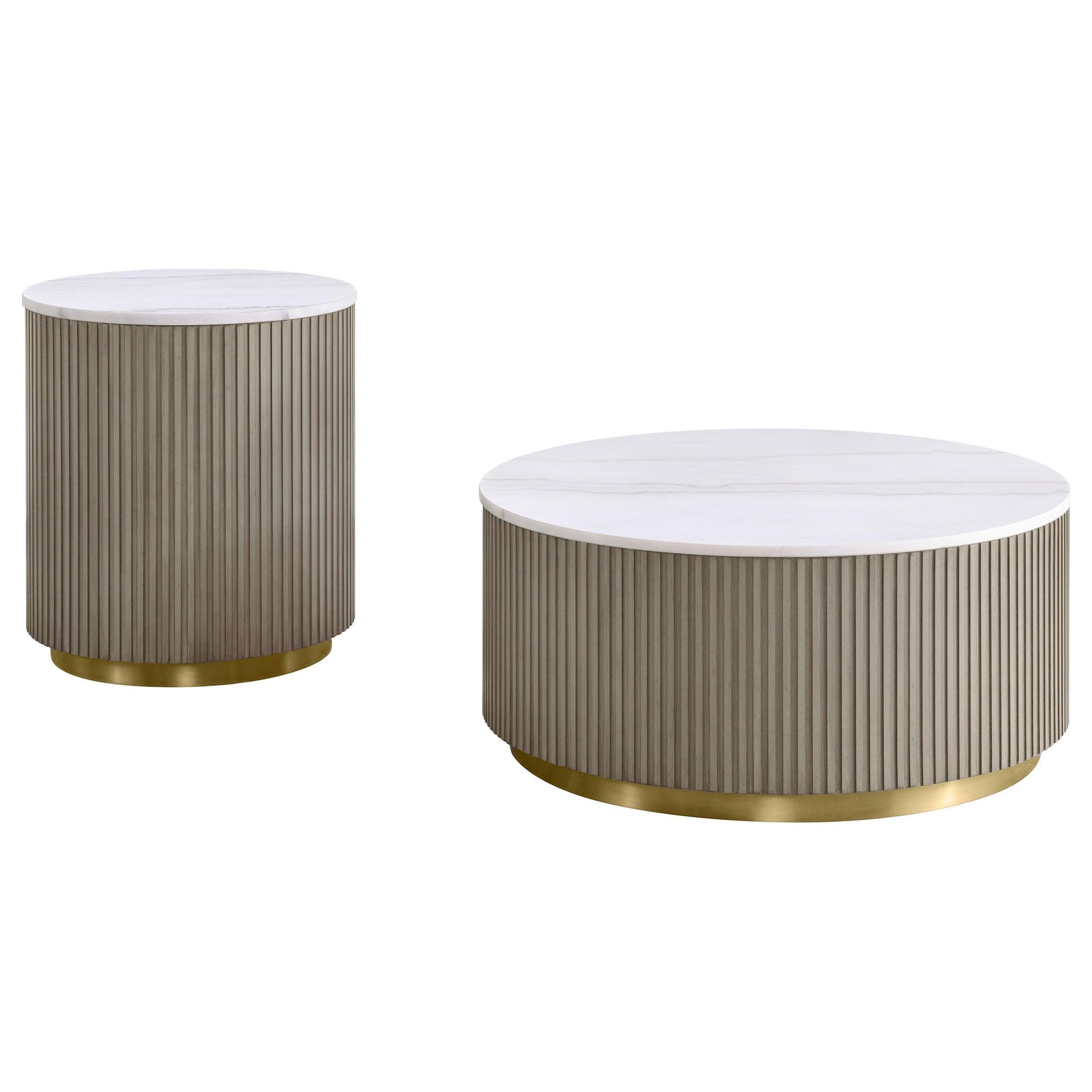 Jason coffee table close-up showing marble top and metal accents