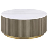 Detail of metal ring accent on table base