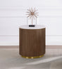 Close-up of white marble surface on Jason side table