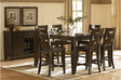 Front view of Crown Point Brown Rectangular Counter Height Dining Set