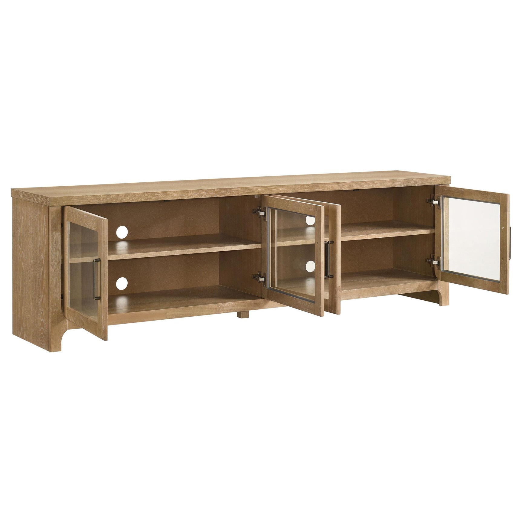Light oak finish on Brenham 79-inch TV Stand
