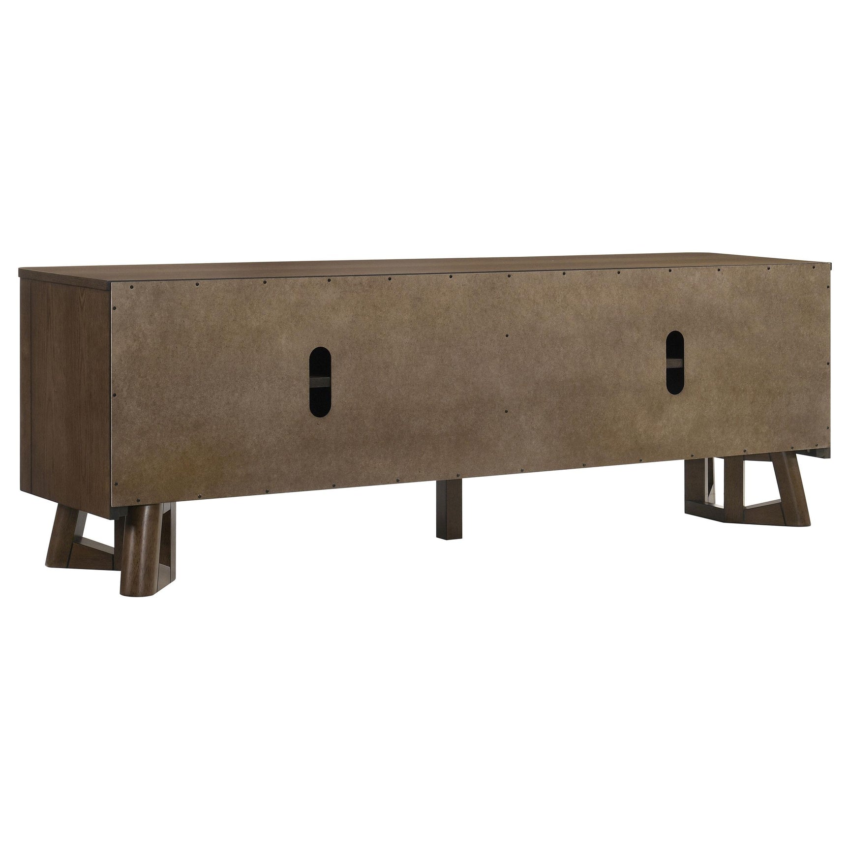 Trotter TV stand 71-inch four-door brown wood media console front view