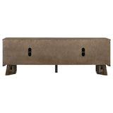 Trotter TV stand 71-inch four-door brown wood media console front view