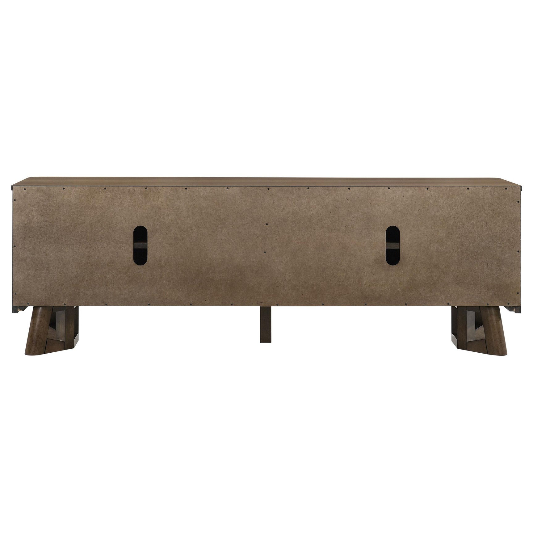 Trotter TV stand 71-inch four-door brown wood media console front view