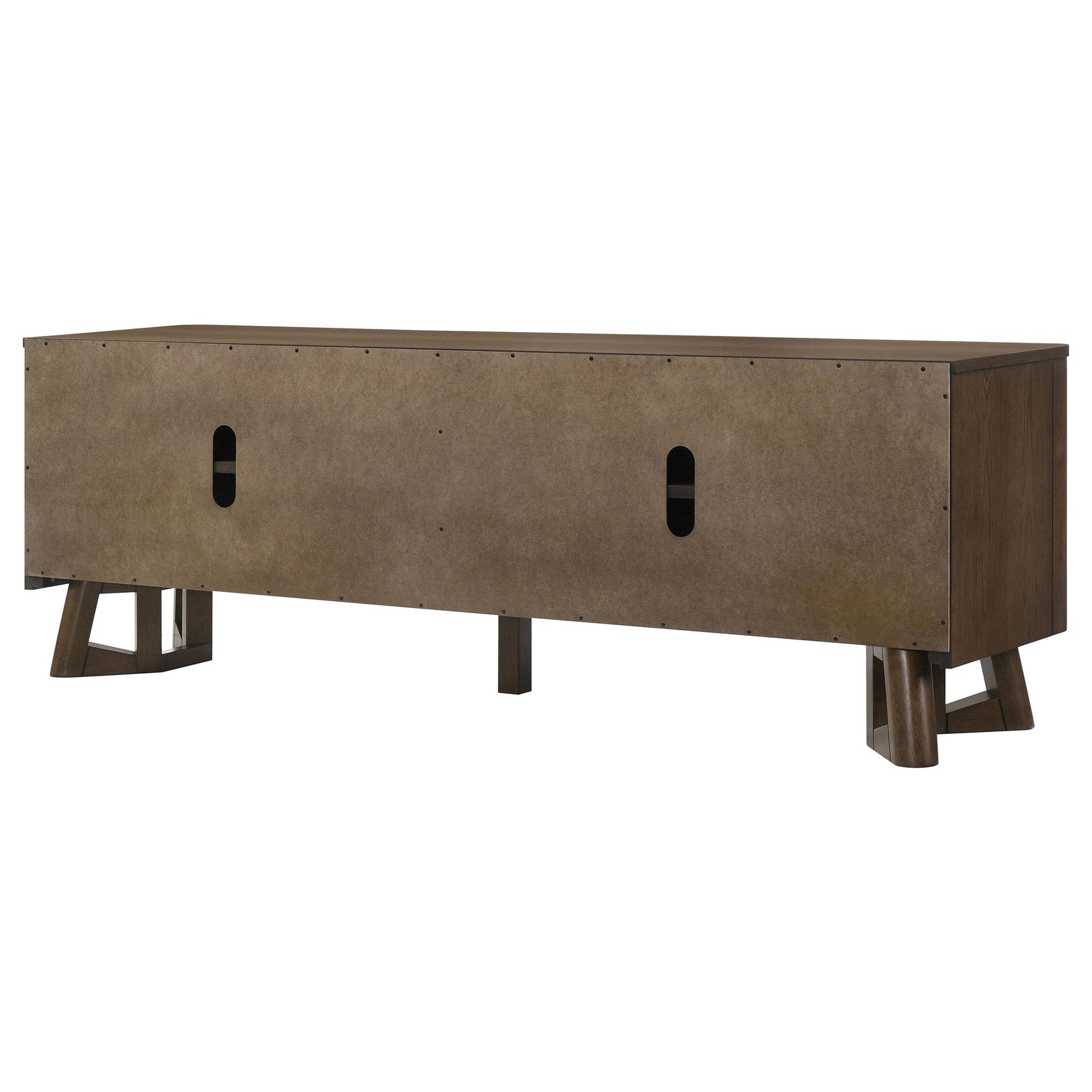 Trotter TV stand 71-inch four-door brown wood media console front view