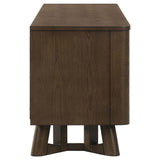 Trotter TV stand 71-inch four-door brown wood media console front view