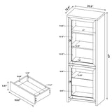 Denison 3-piece entertainment center with black frame and glass doors, front view