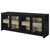 Gunmetal hardware detail on media console door