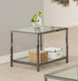 Trini rectangular end table black nickel base front view