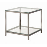 Trini Coffee Table With Glass Shelf Black Nickel - Ella Furniture