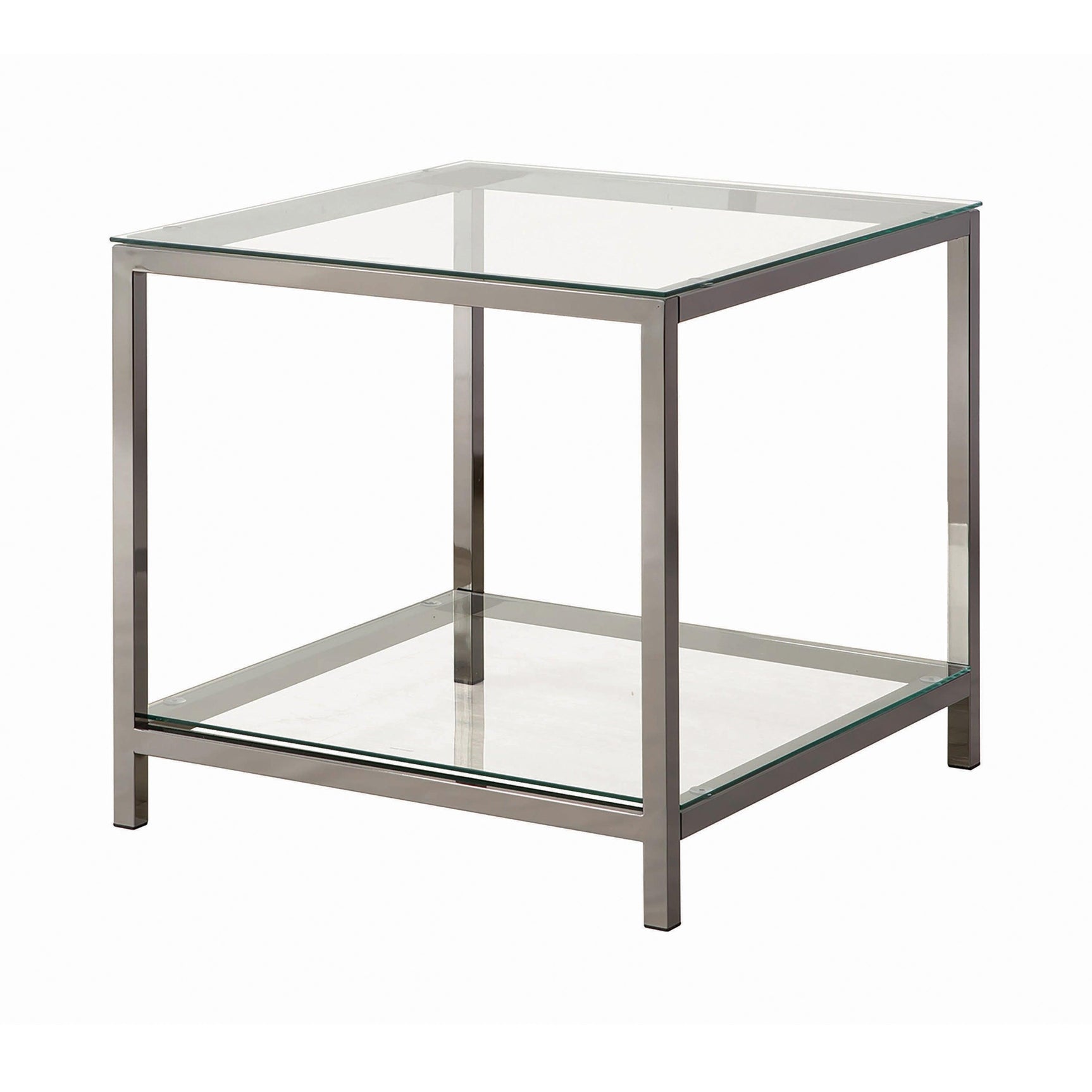 Trini Coffee Table With Glass Shelf Black Nickel - Ella Furniture