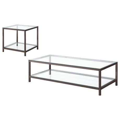 Trini coffee table black nickel showing top and shelf