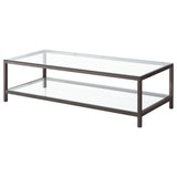 Side view of Trini coffee table with lower shelf