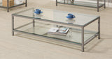 Trini Coffee Table With Glass Shelf Black Nickel - Ella Furniture