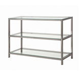 Trini Coffee Table With Glass Shelf Black Nickel - Ella Furniture
