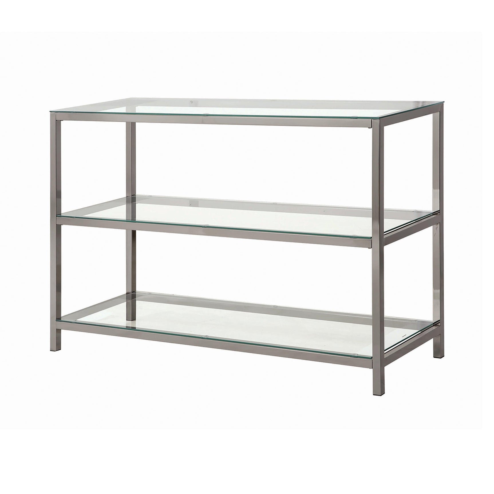 Trini Coffee Table With Glass Shelf Black Nickel - Ella Furniture