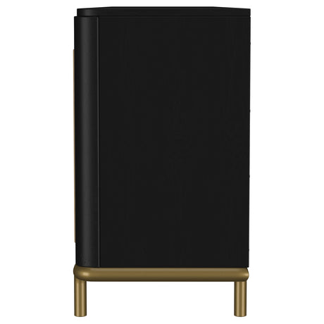 Top surface view of black TV stand