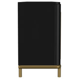 Side angle of TV stand showing slim depth