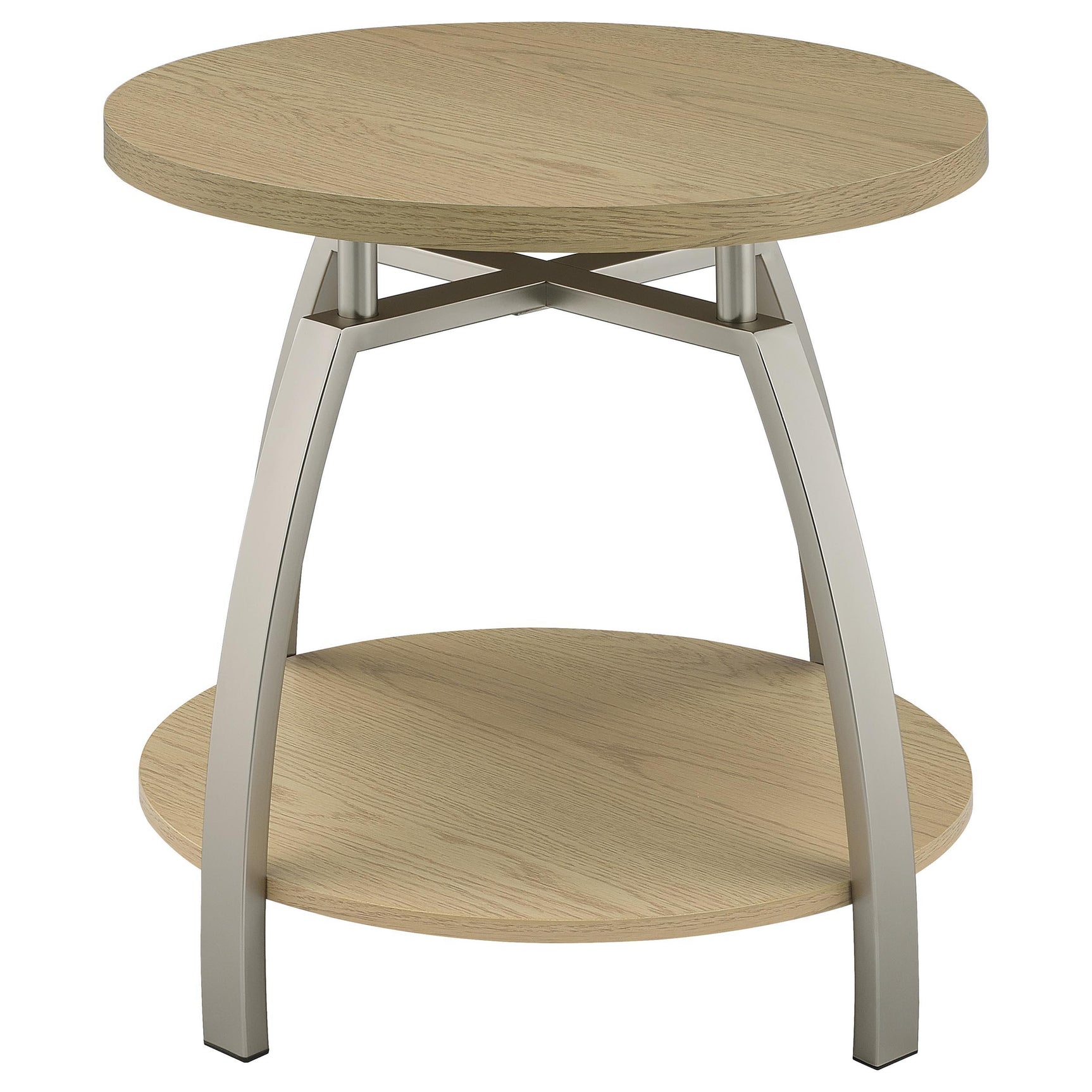 Dacre Round Engineered Wood Top Side End Table Greige