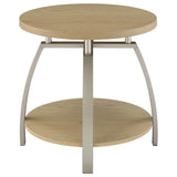 Dacre Round Engineered Wood Top Side End Table Greige