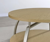 Dacre Round Engineered Wood Top Side End Table Greige