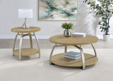 Dacre Round Engineered Wood Top Side End Table Greige