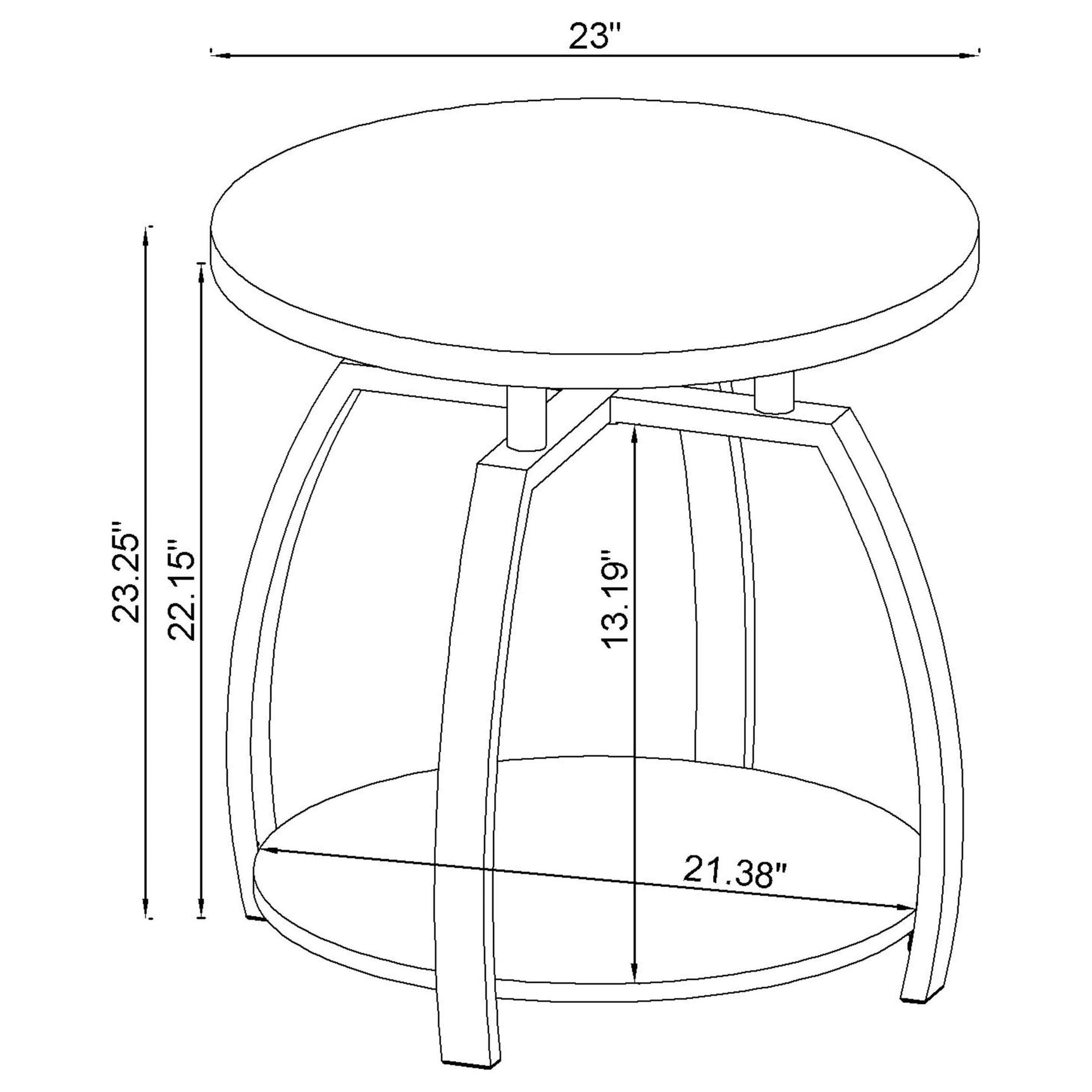 Side view of Dacre coffee table and end table