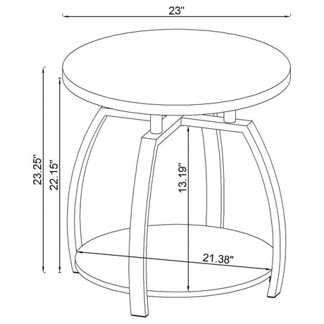 Side view of Dacre coffee table and end table