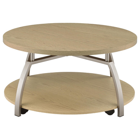 Metal legs and particle board construction underside view