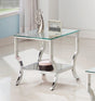 Saide Square End Table with Mirrored Lower Shelf Side Angle
