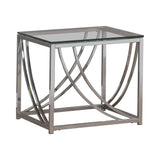 Lille square end table top close-up of clear glass surface
