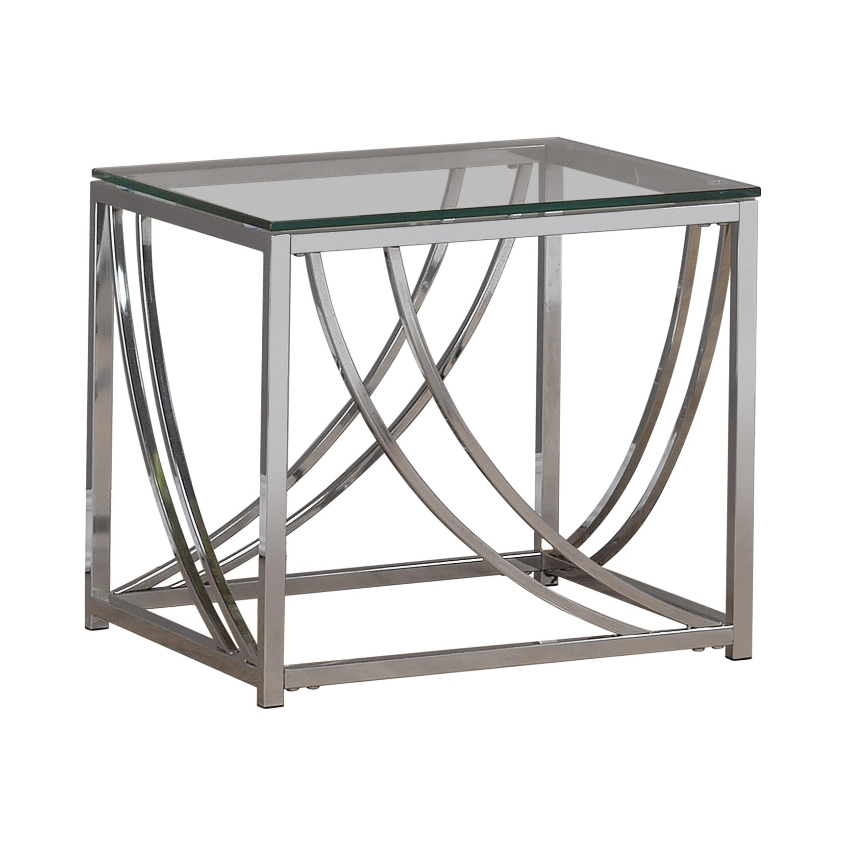 Lille square end table top close-up of clear glass surface