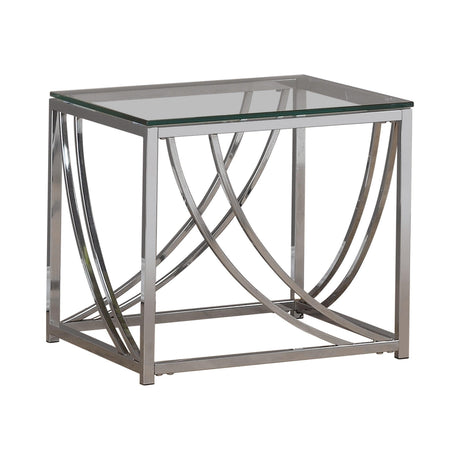 Lille square end table top close-up of clear glass surface