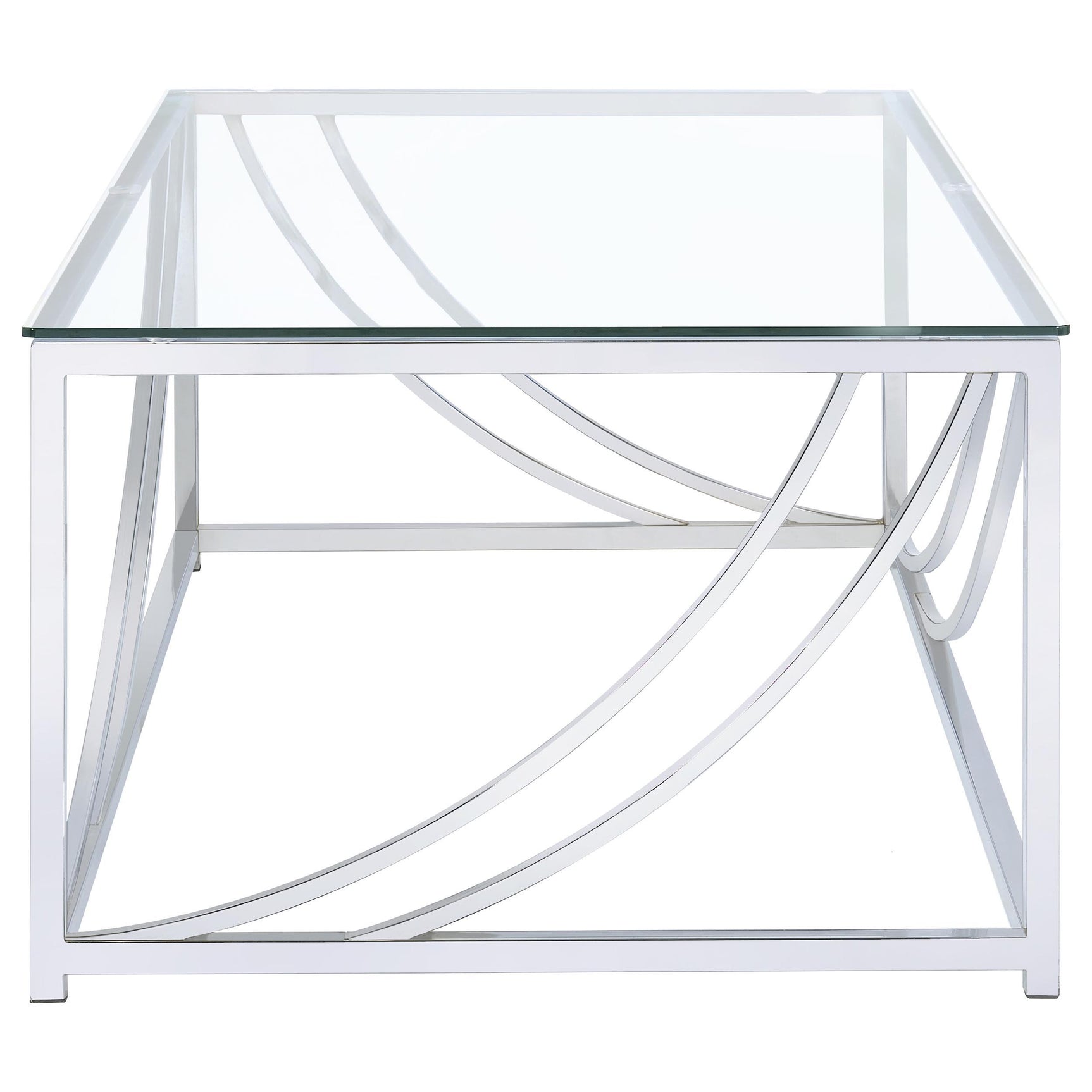 Tables set in contemporary living room